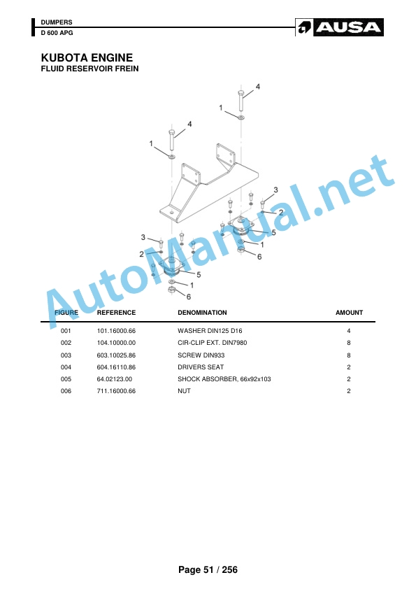 Alternative view of Kubota D 600 APG Parts Manual