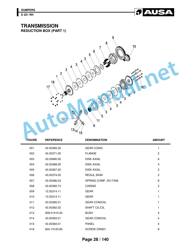 Alternative view of Kubota Dumper D 201 RH Parts Manual