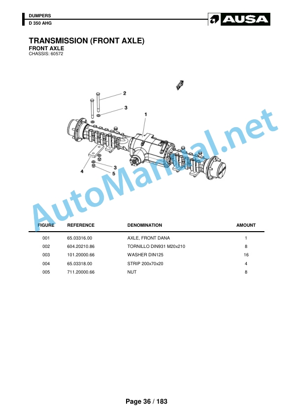 Alternative view of Kubota DUMPERS D 350 AHG Parts Manual