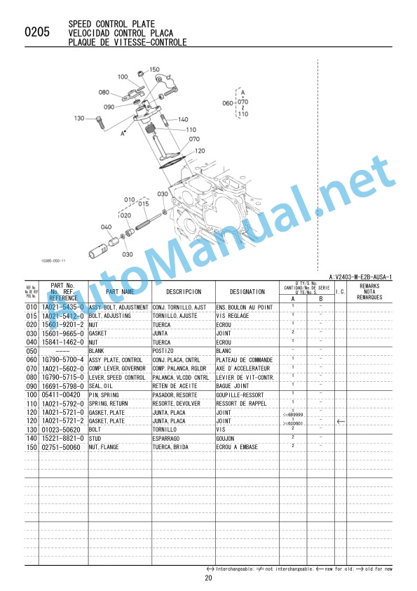 Kubota V2403-M-E2B-AUSA-1 Diesel Engine Parts Manual 97898-74850 FEB. 2008 English, Spanish, French 4 Kubota V2403-M-E2B-AUSA-1 Diesel Engine Parts Manual 97898-74850 FEB. 2008 English, Spanish, French - Image 4