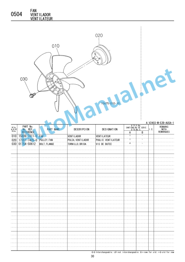 Kubota V2403-M-E2B-AUSA-1 Diesel Engine Parts Manual 97898-74850 FEB. 2008 English, Spanish, French 5 Kubota V2403-M-E2B-AUSA-1 Diesel Engine Parts Manual 97898-74850 FEB. 2008 English, Spanish, French - Image 5