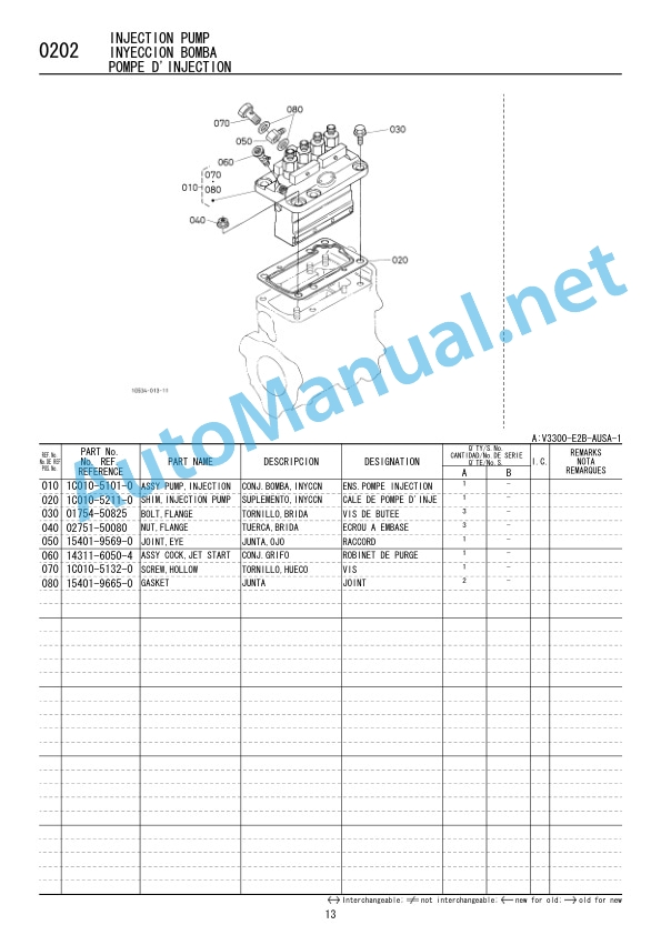 Kubota V3300-E2B-AUSA-1 Diesel Engine Parts Manual 97898-74860 February 2008 English, Spanish, French 3 Kubota V3300-E2B-AUSA-1 Diesel Engine Parts Manual 97898-74860 February 2008 English, Spanish, French - Image 3