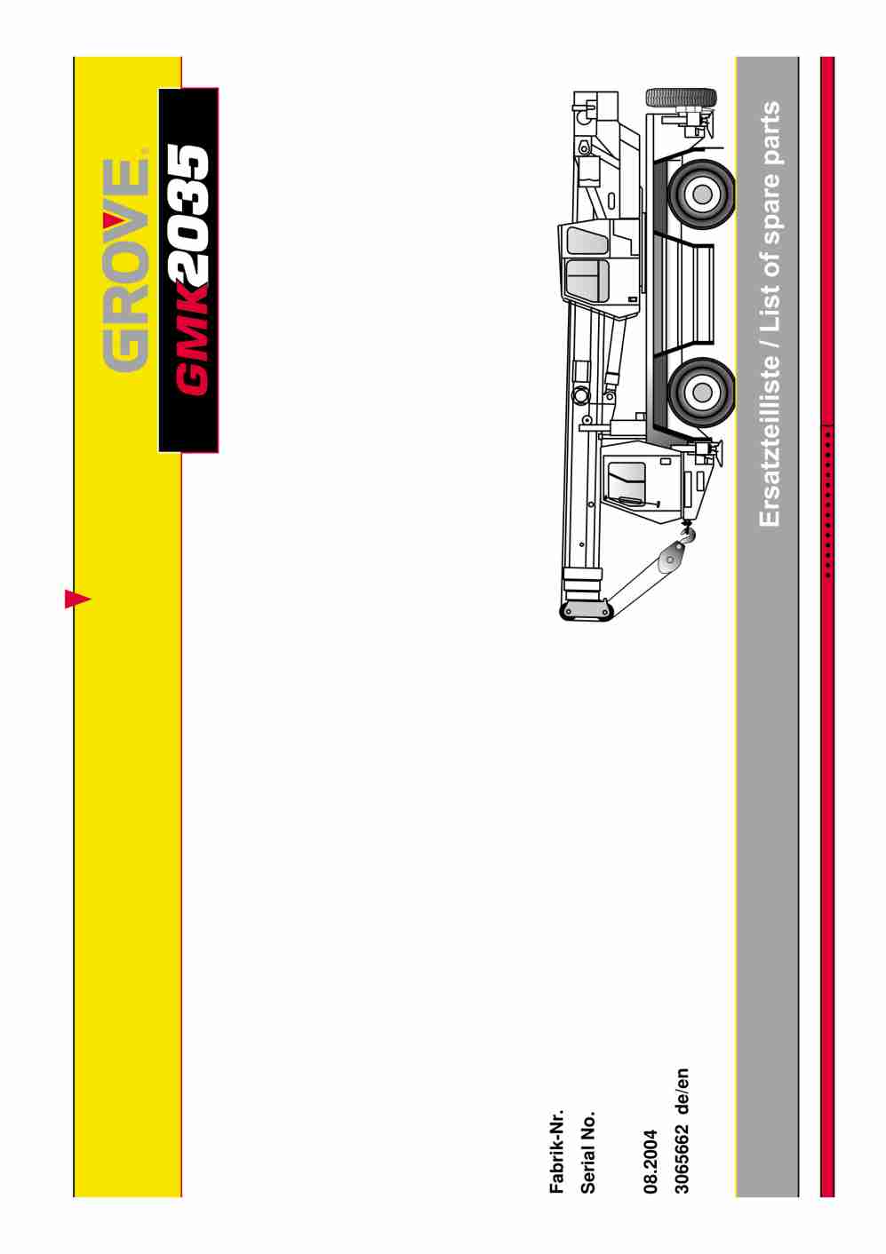 Grove GMK 2035 Crane Spare Parts List 2004 DE EN