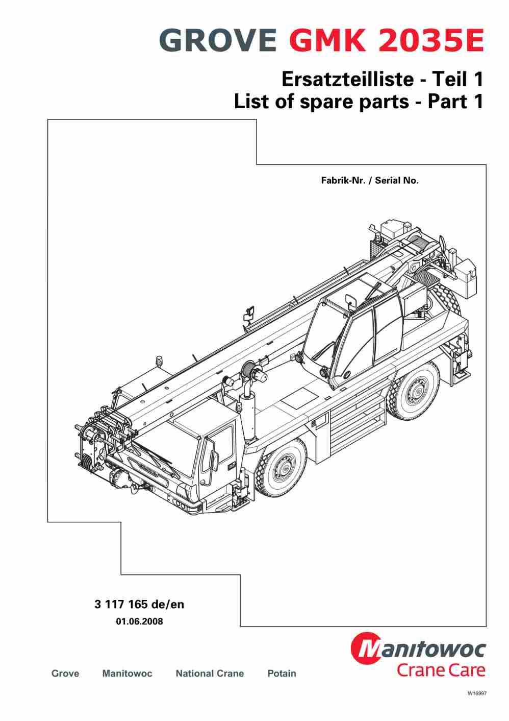 Grove GMK 2035E Crane Spare Parts List 2008 DE EN