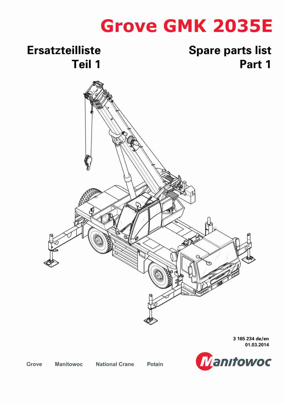 Grove GMK 2035E Crane Spare Parts List 2014