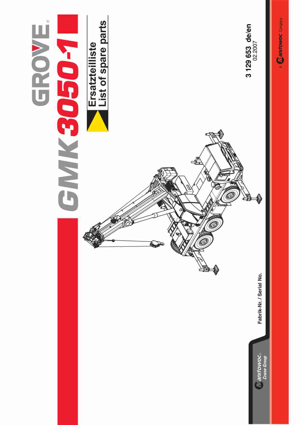 Grove GMK 3050-1 Crane Spare Parts List 2007 EN DE