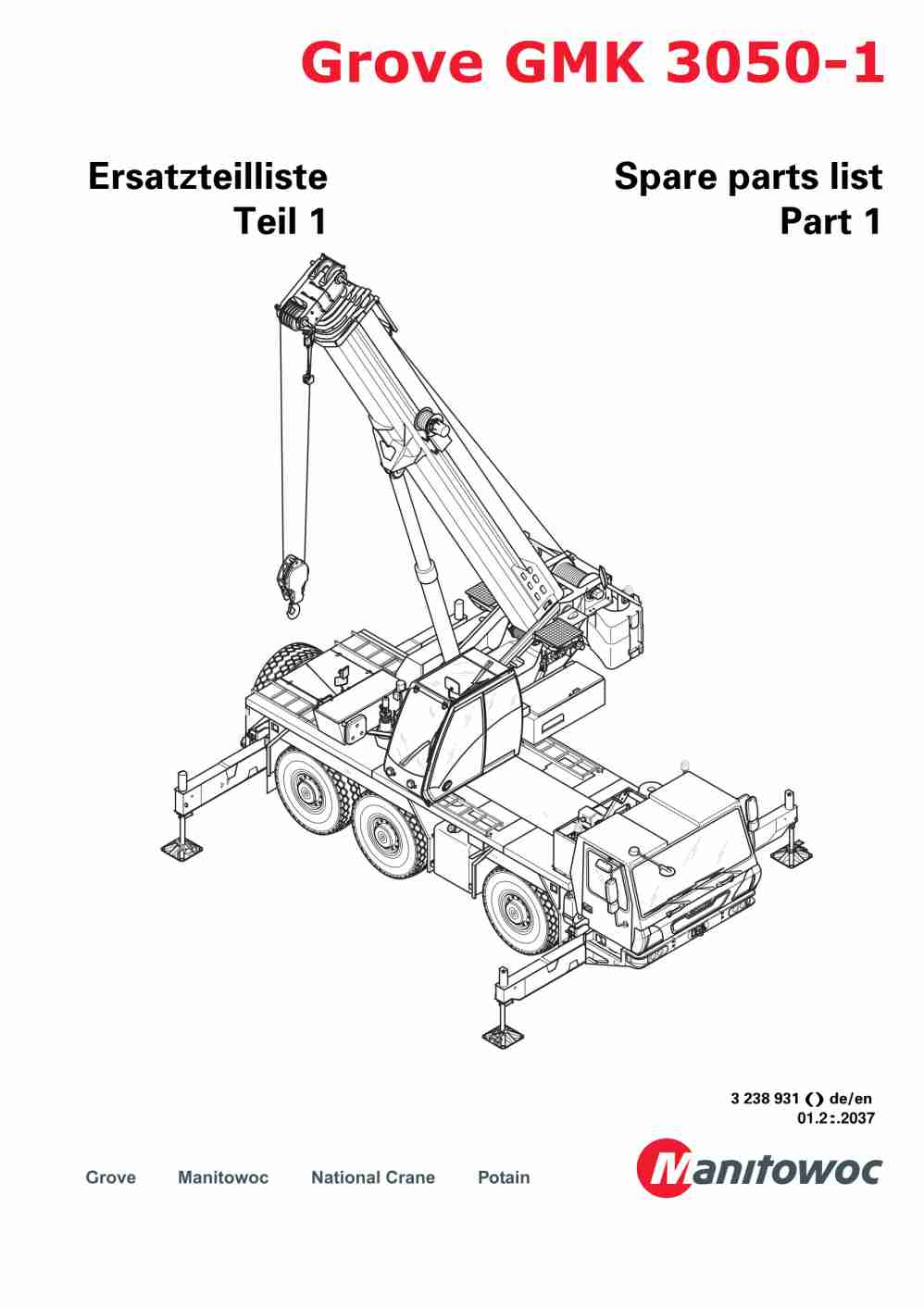 Grove GMK 3050-1 Crane Spare Parts List 2015 DE EN