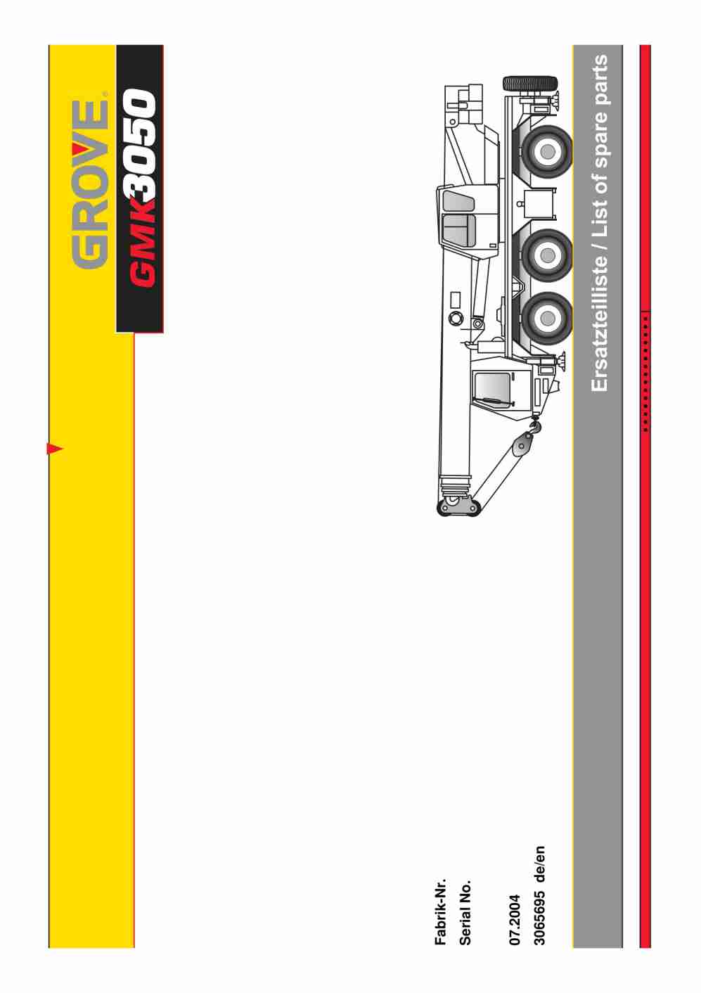 Grove GMK 3050 Crane Spare Parts List 2004 EN DE