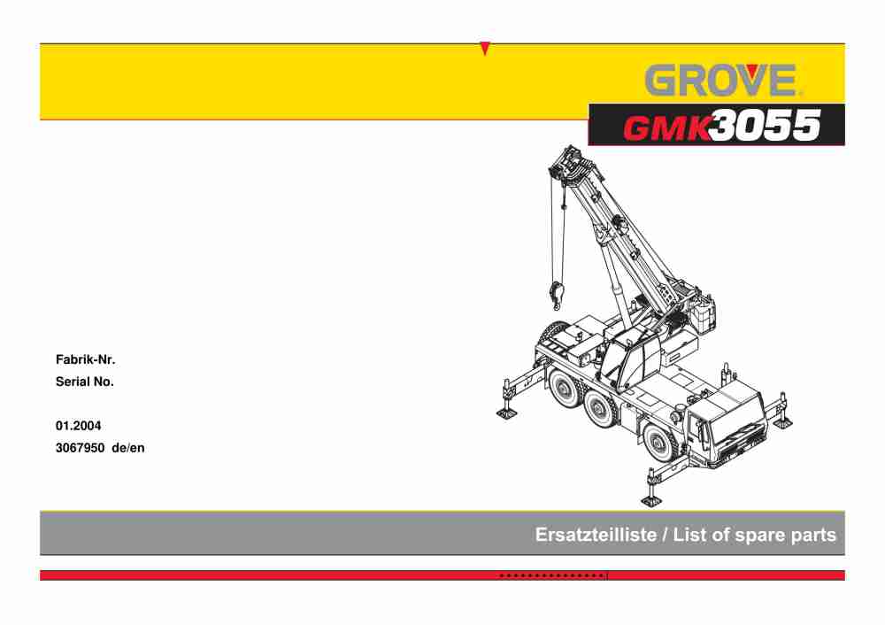 Grove GMK 3055 Crane Spare Parts List 2004-01 DE EN