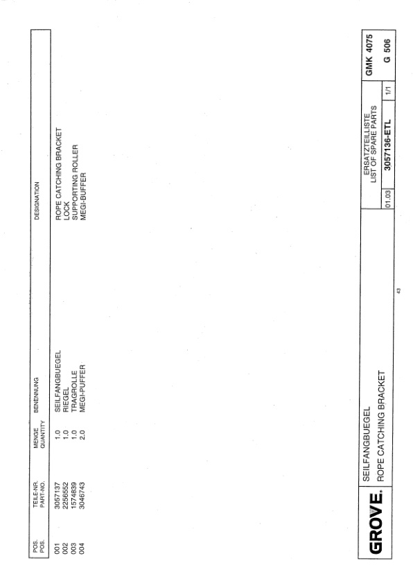 Grove GMK 4075 Crane Spare Parts List 2003-06 EN DE 3 Grove GMK 4075 Crane Spare Parts List 2003-06 EN DE-3
