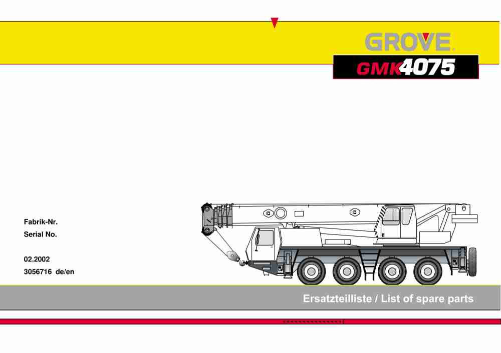 Grove GMK 4075 Crane Spare Parts List 3056716 2002-02 DE EN