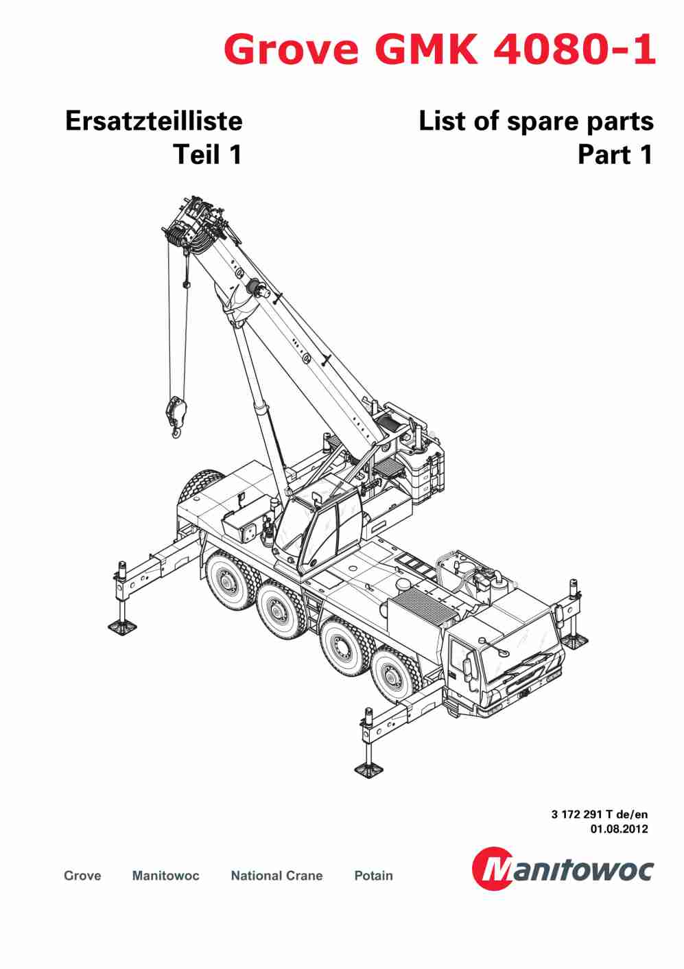 Grove GMK 4080-1 Crane Spare Parts List 2012 DE EN