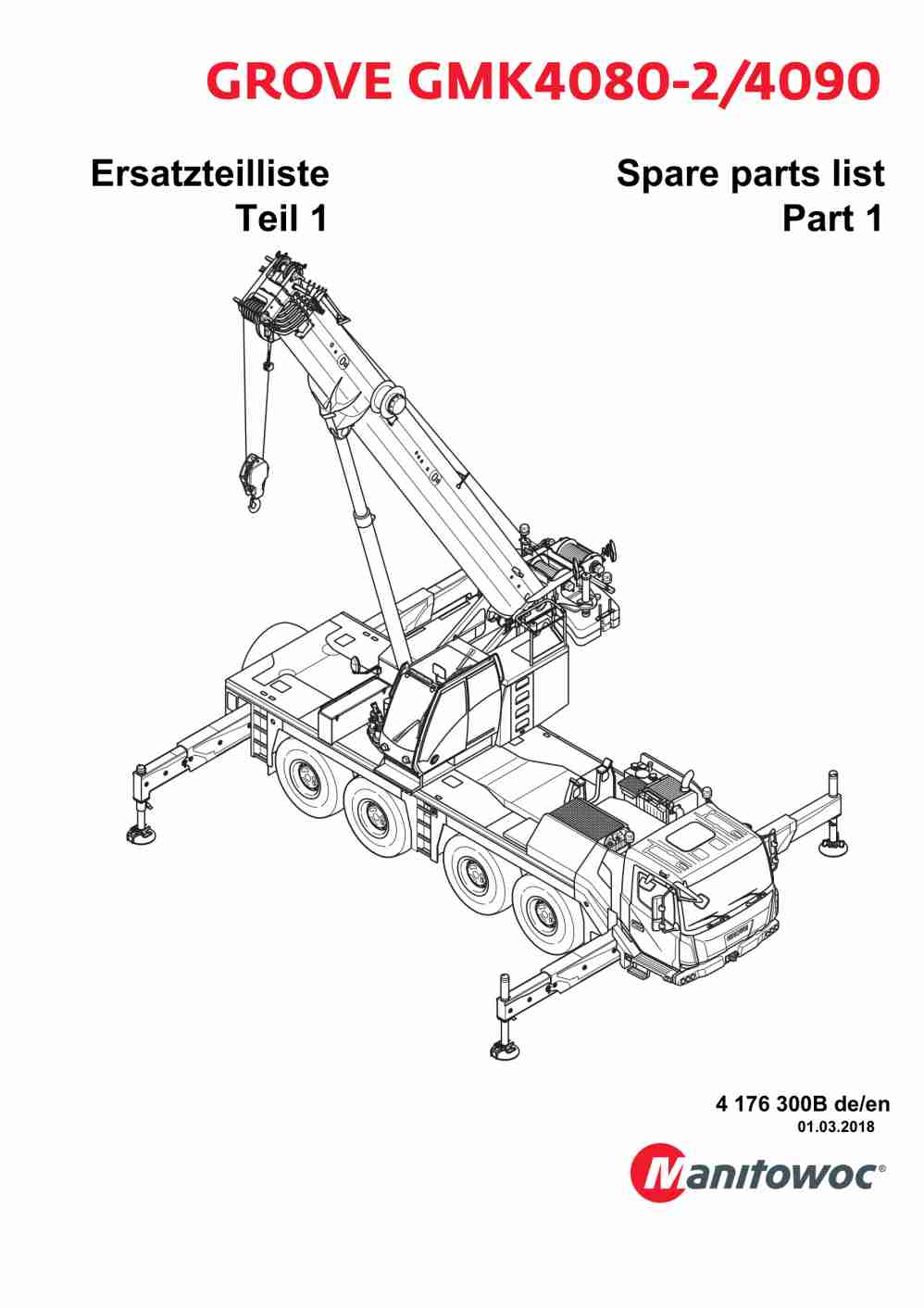 Grove GMK 4080-2 GMK 4090 Crane Spare Parts List 2018 DE EN