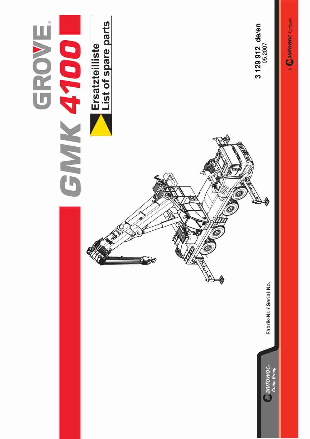 Grove GMK 4100 Crane Spare Parts List 2007-05 DE EN