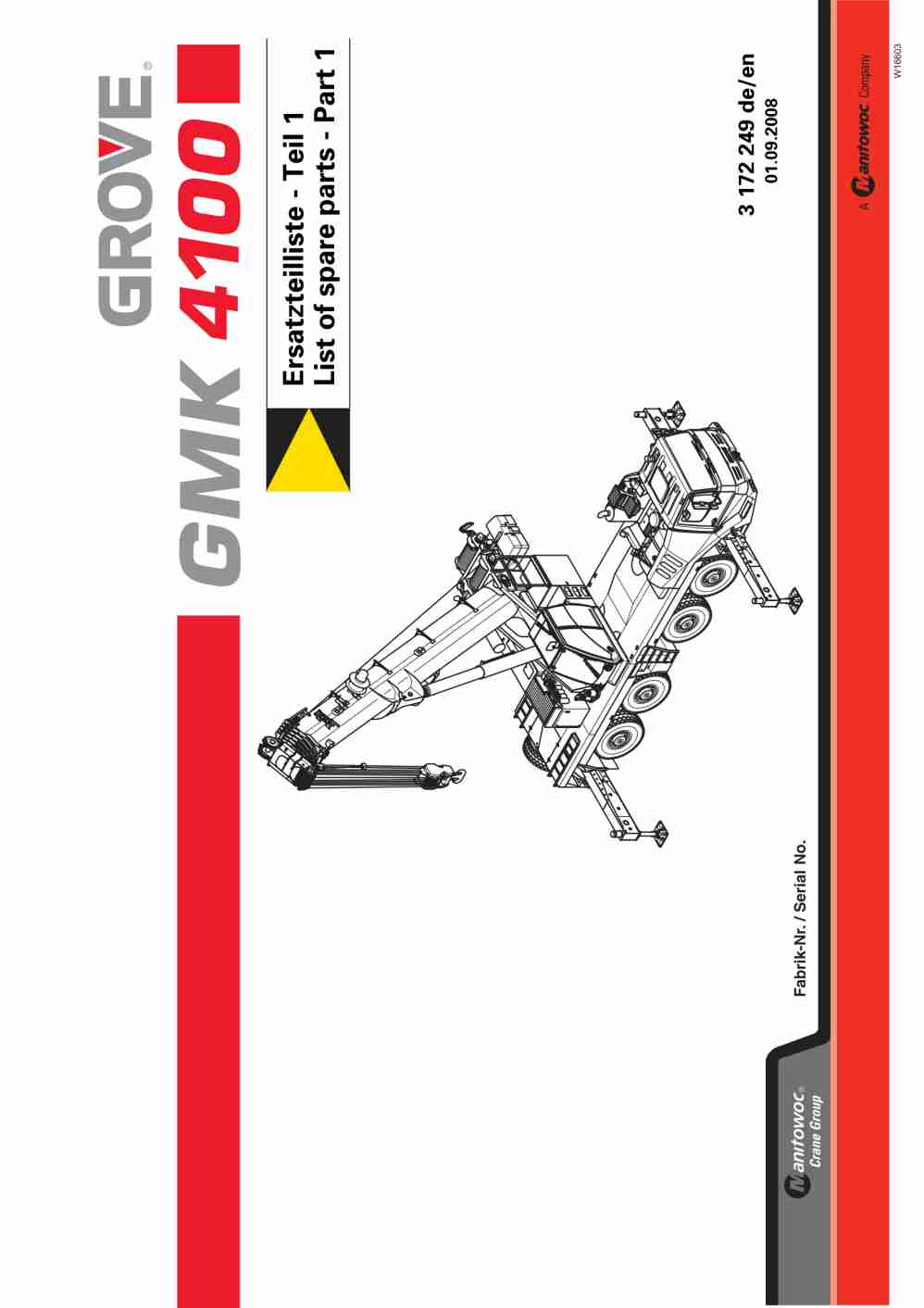 Grove GMK 4100 Crane Spare Parts List 2008 EN DE