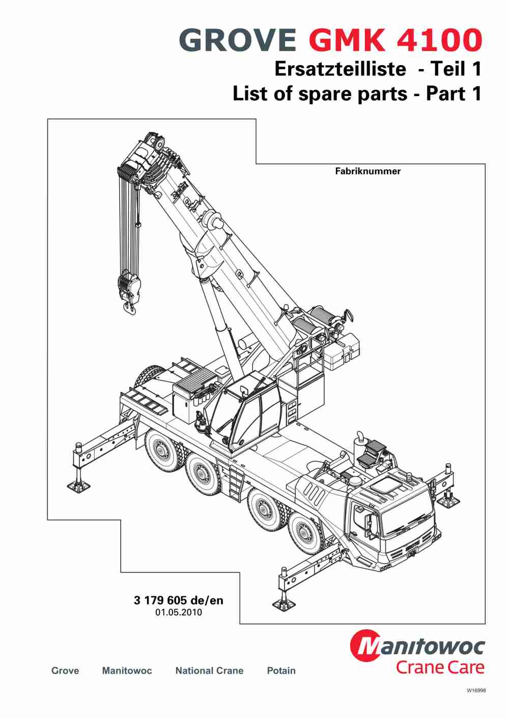 Grove GMK 4100 Crane Spare Parts List 2010 EN DE