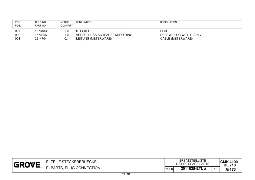 Grove GMK 4100 Crane Spare Parts List 2010 EN DE 3 Grove GMK 4100 Crane Spare Parts List 2010 EN DE-3