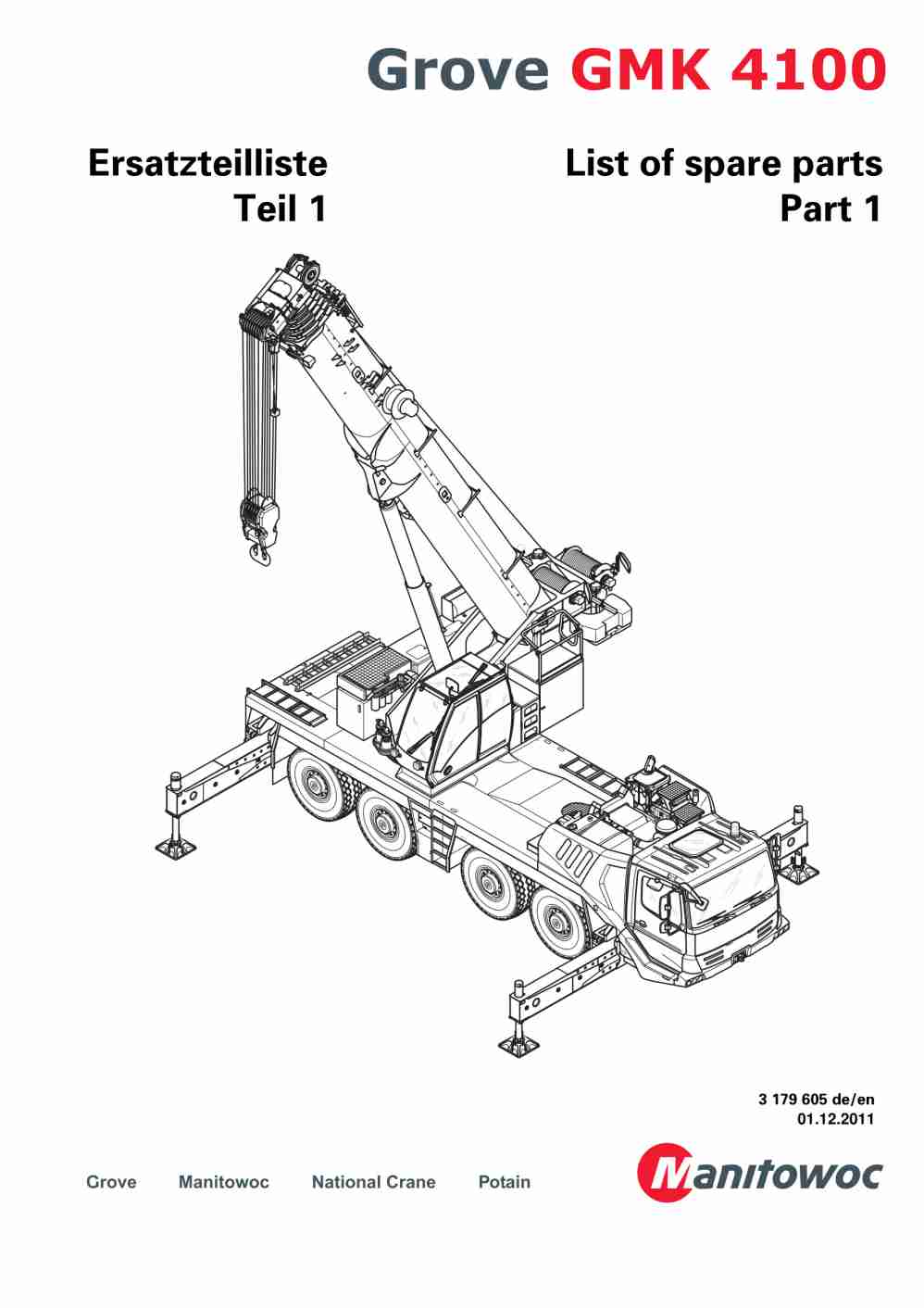 Grove GMK 4100 Crane Spare Parts List 2011 DE EN