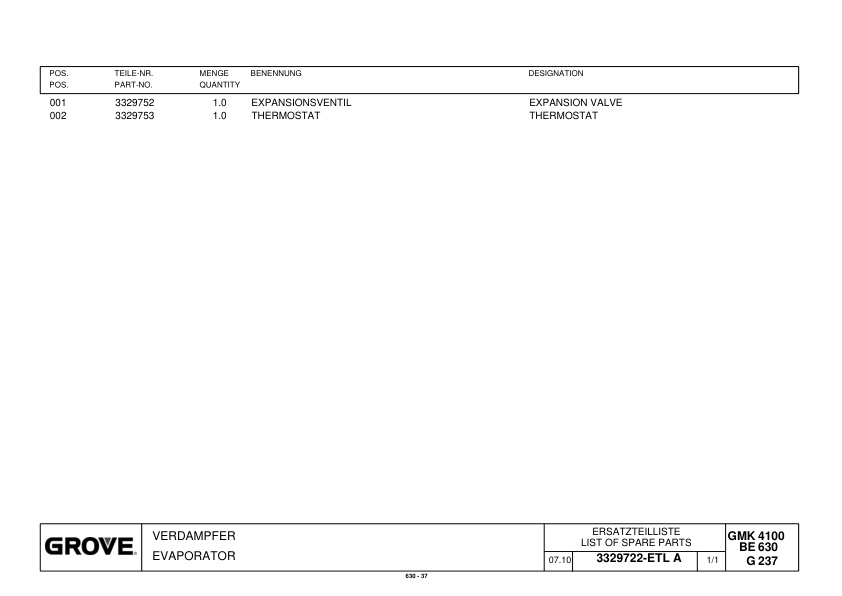 Alternative view of Grove GMK 4100 Crane Spare Parts List 2014 EN DE