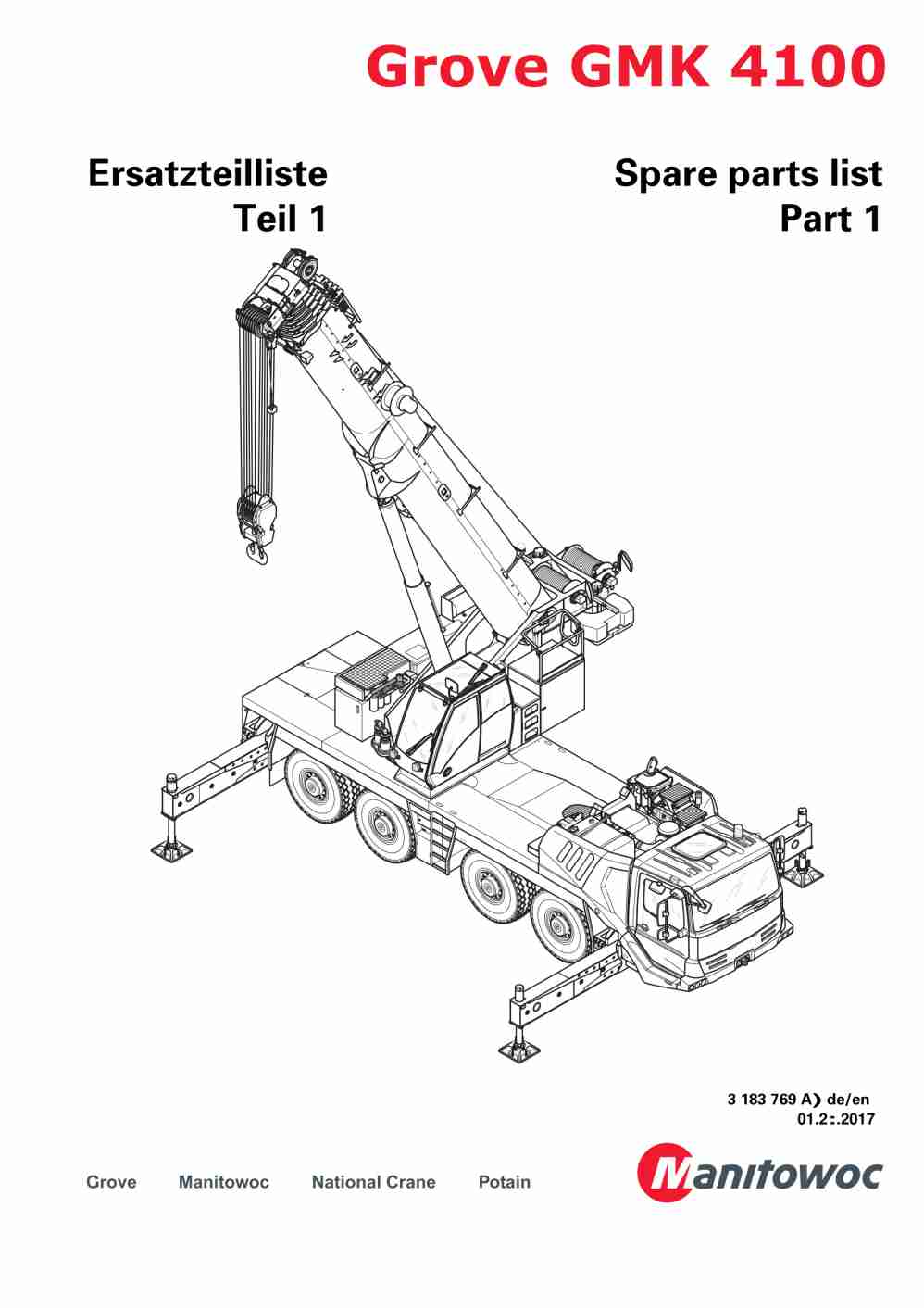Grove GMK 4100 Crane Spare Parts List 2015-08 DE EN