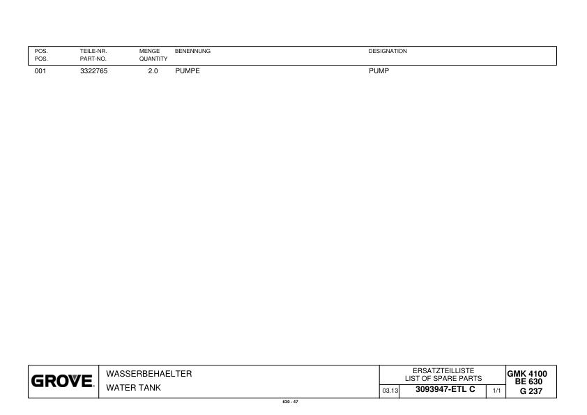 Alternative view of Grove GMK 4100 Crane Spare Parts List 2015 DE EN