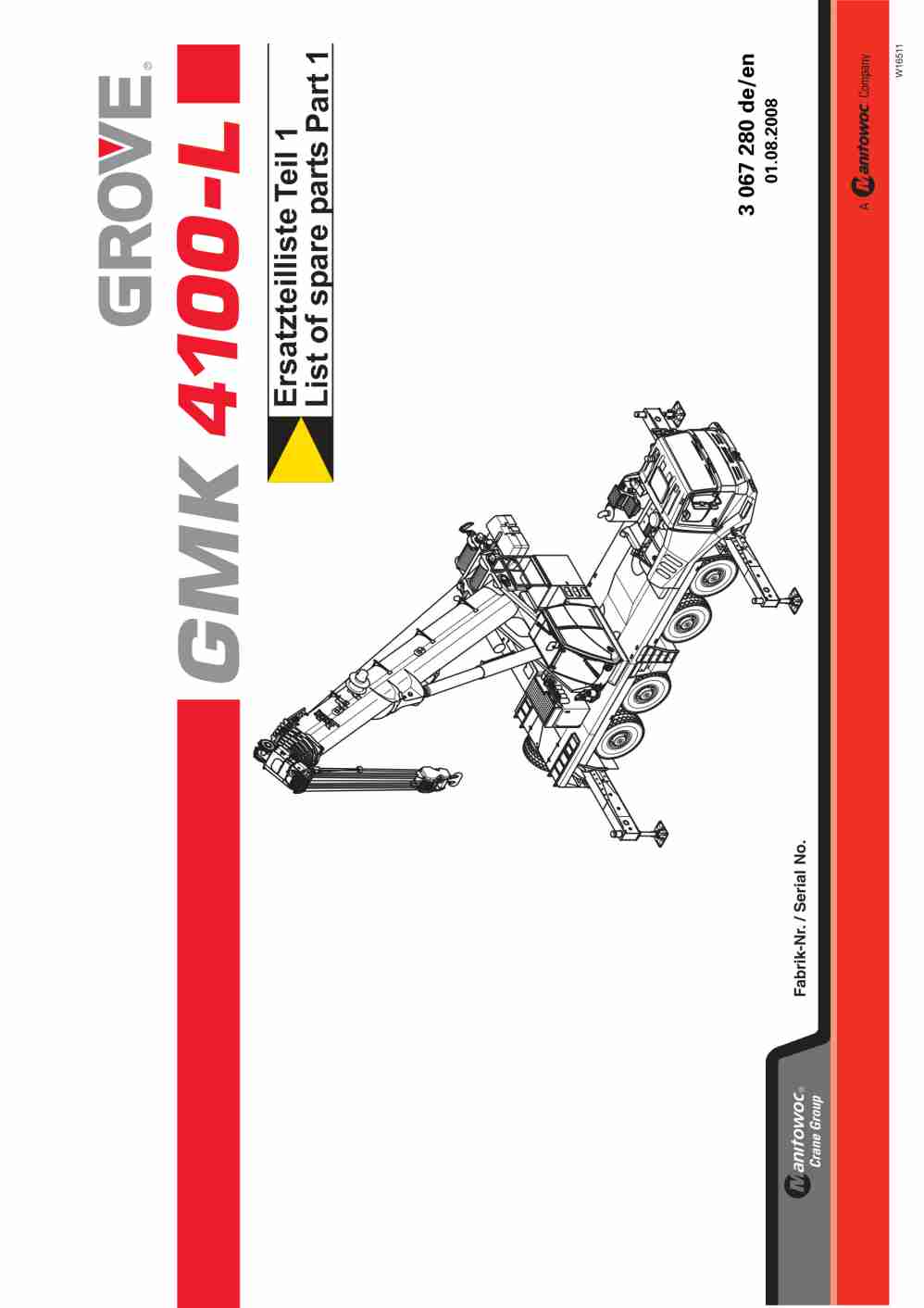 Grove GMK 4100-L Crane Spare Parts List 2008-08 DE EN