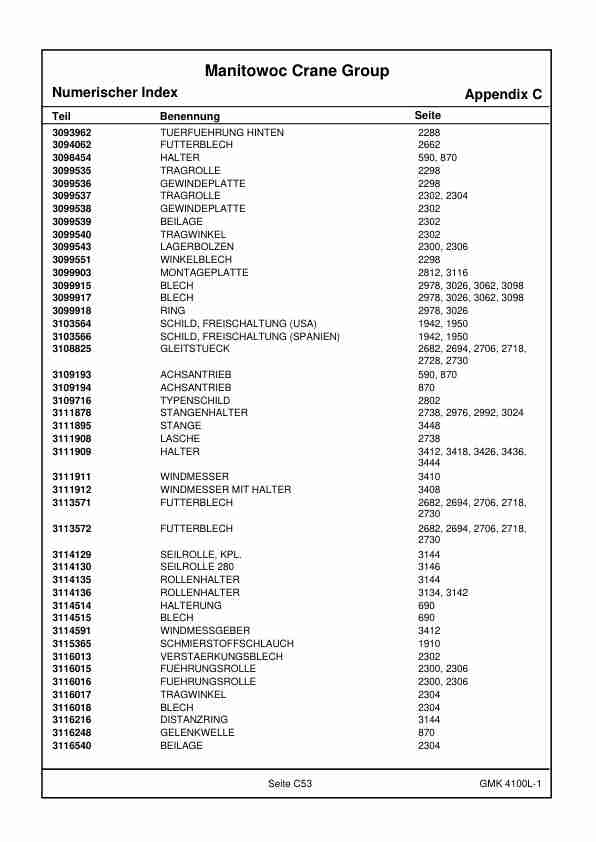 Grove GMK 4100L-1 Crane Spare Parts Catalog 2018 DE EN 3 Grove GMK 4100L-1 Crane Spare Parts Catalog 2018 DE EN-3