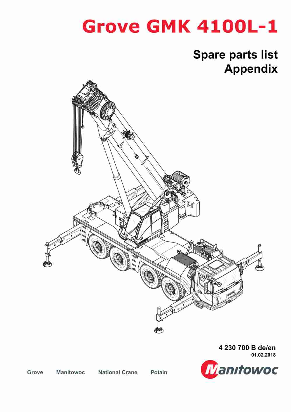 Grove GMK 4100L-1 Crane Spare Parts Catalog 2018 EN DE