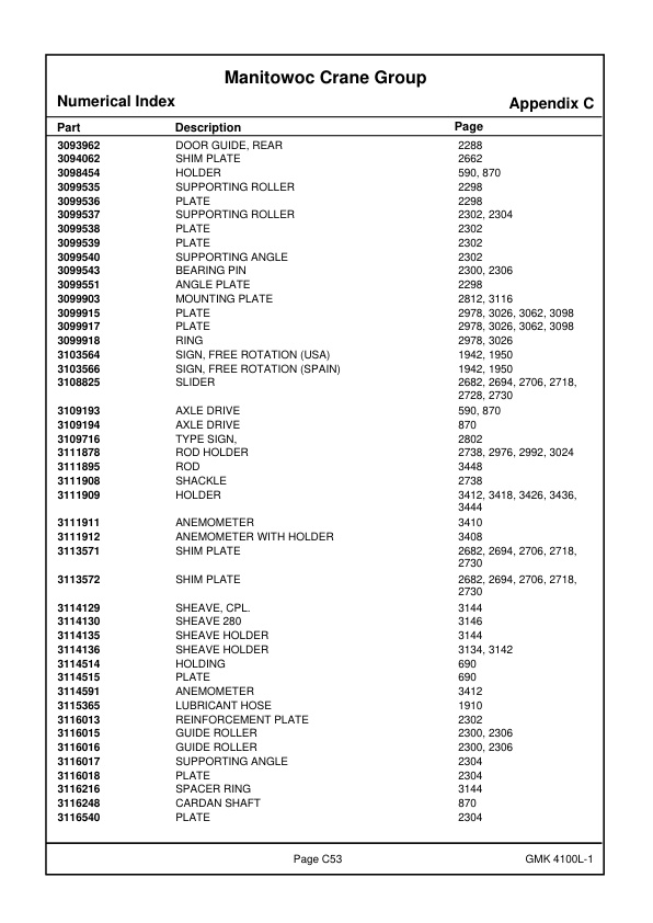 Grove GMK 4100L-1 Crane Spare Parts Catalog 2018 EN DE 3 Grove GMK 4100L-1 Crane Spare Parts Catalog 2018 EN DE-3
