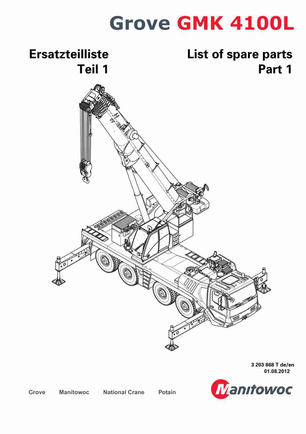 Grove GMK 4100L Crane Spare Parts List 2012 DE EN