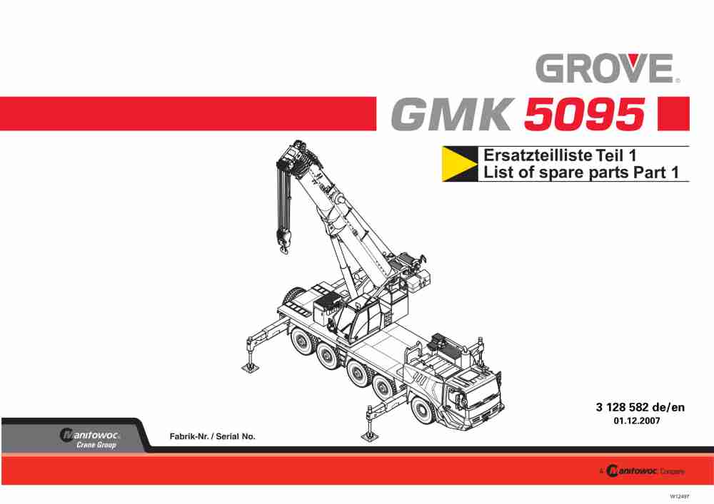 Grove GMK 5095 Crane Spare Parts List 2007 EN DE