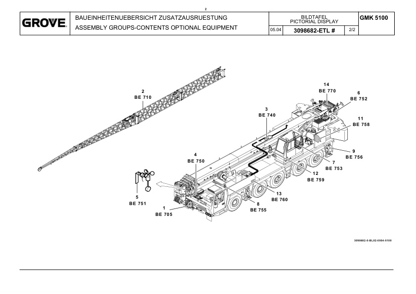 Grove GMK 5100 Crane Spare Parts List 2004 EN DE 3 Grove GMK 5100 Crane Spare Parts List 2004 EN DE-3