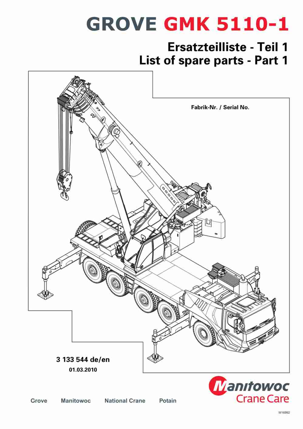Grove GMK 5110-1 Crane Spare Parts Catalog 2010 EN DE