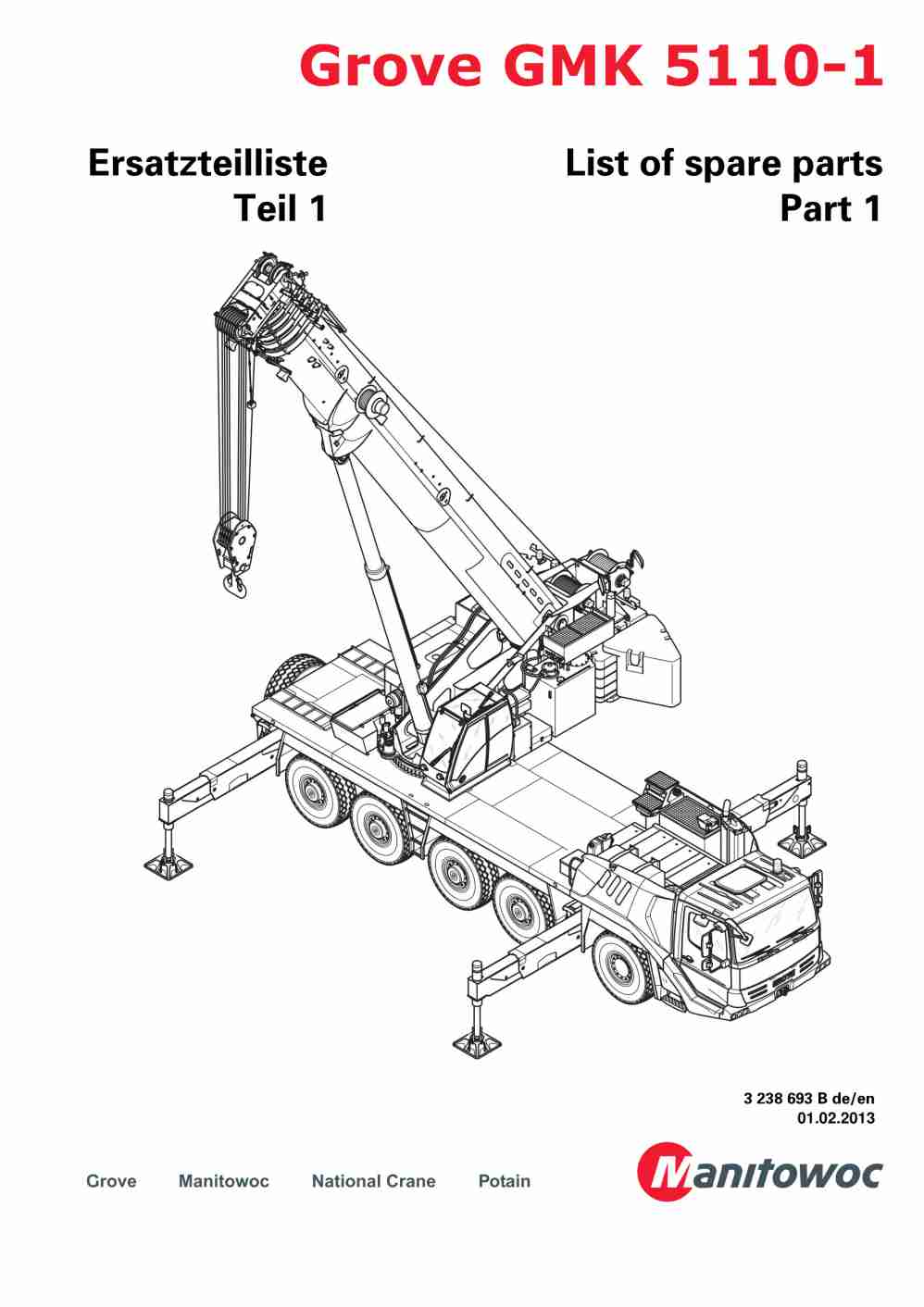 Grove GMK 5110-1 Crane Spare Parts List 2013 DE EN
