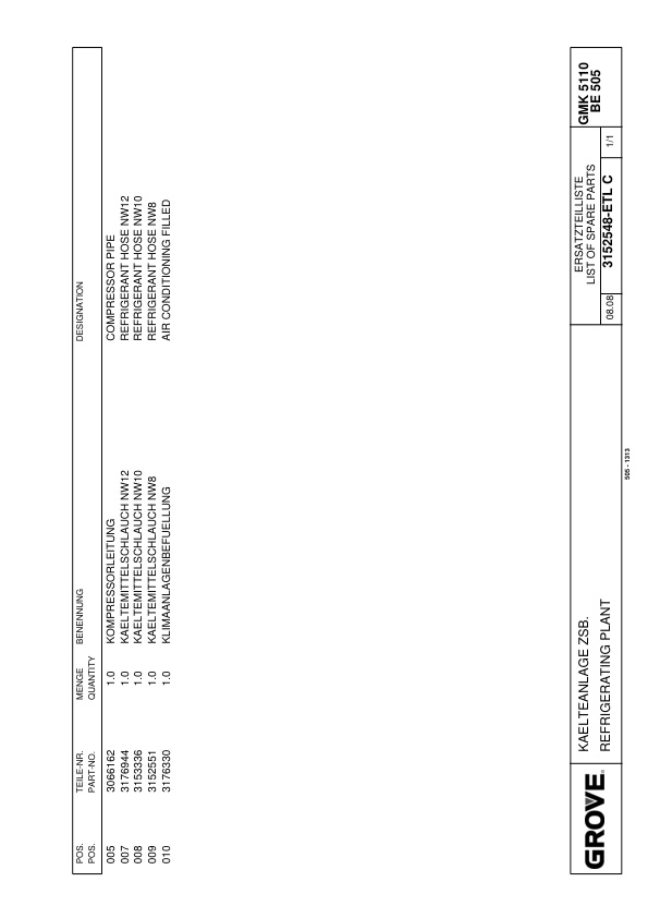 Grove GMK 5110-1 Crane Spare Parts List 2015 DE EN 2 Grove GMK 5110-1 Crane Spare Parts List 2015 DE EN-2