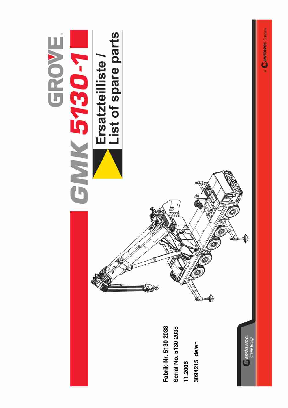 Grove GMK 5130-1 Crane Spare Parts List 2006-11 EN DE