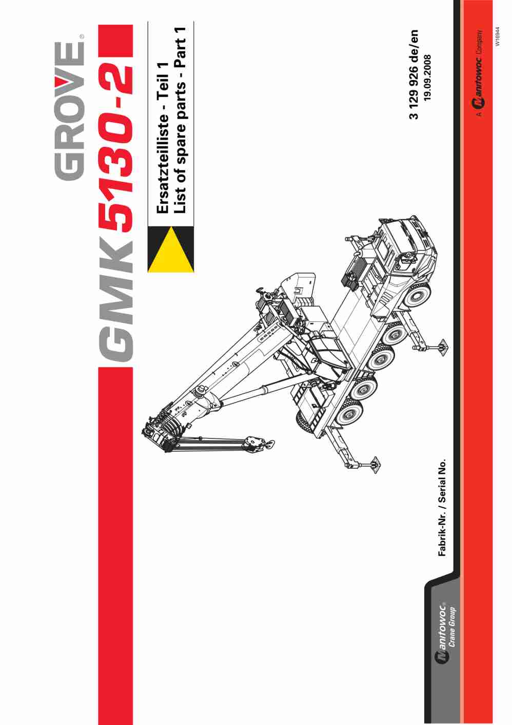 Grove GMK 5130-2 Crane Spare Parts List 2008 DE EN