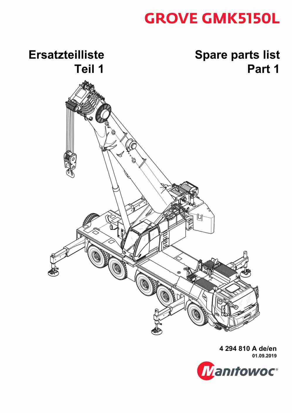 Grove GMK 5150L Crane Spare Parts List 2019 DE EN