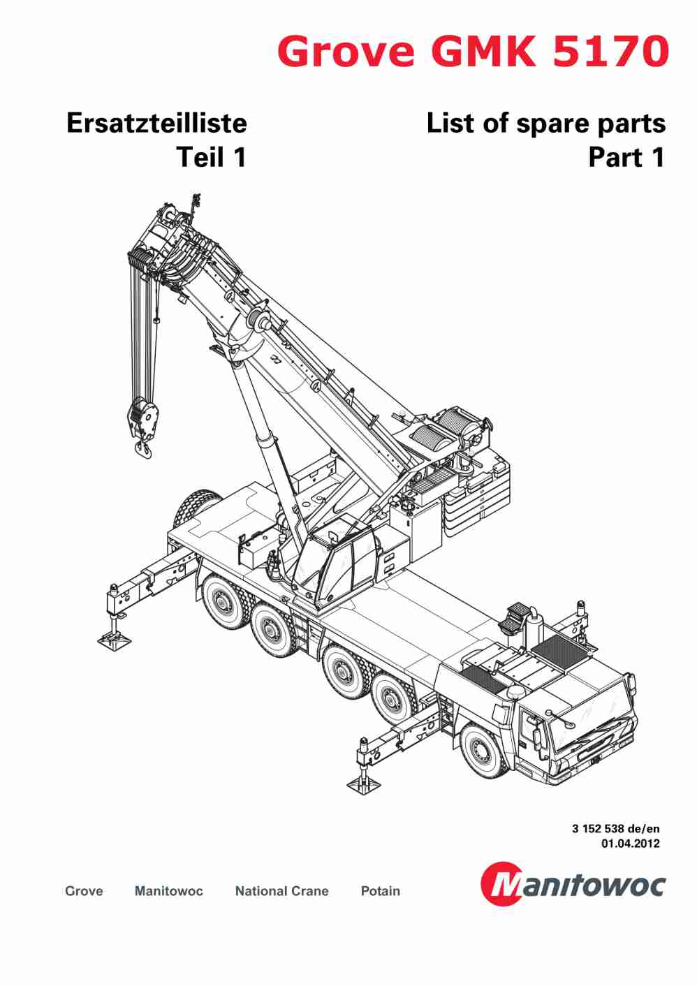 Grove GMK 5170 Crane Spare Parts List 2012 DE EN