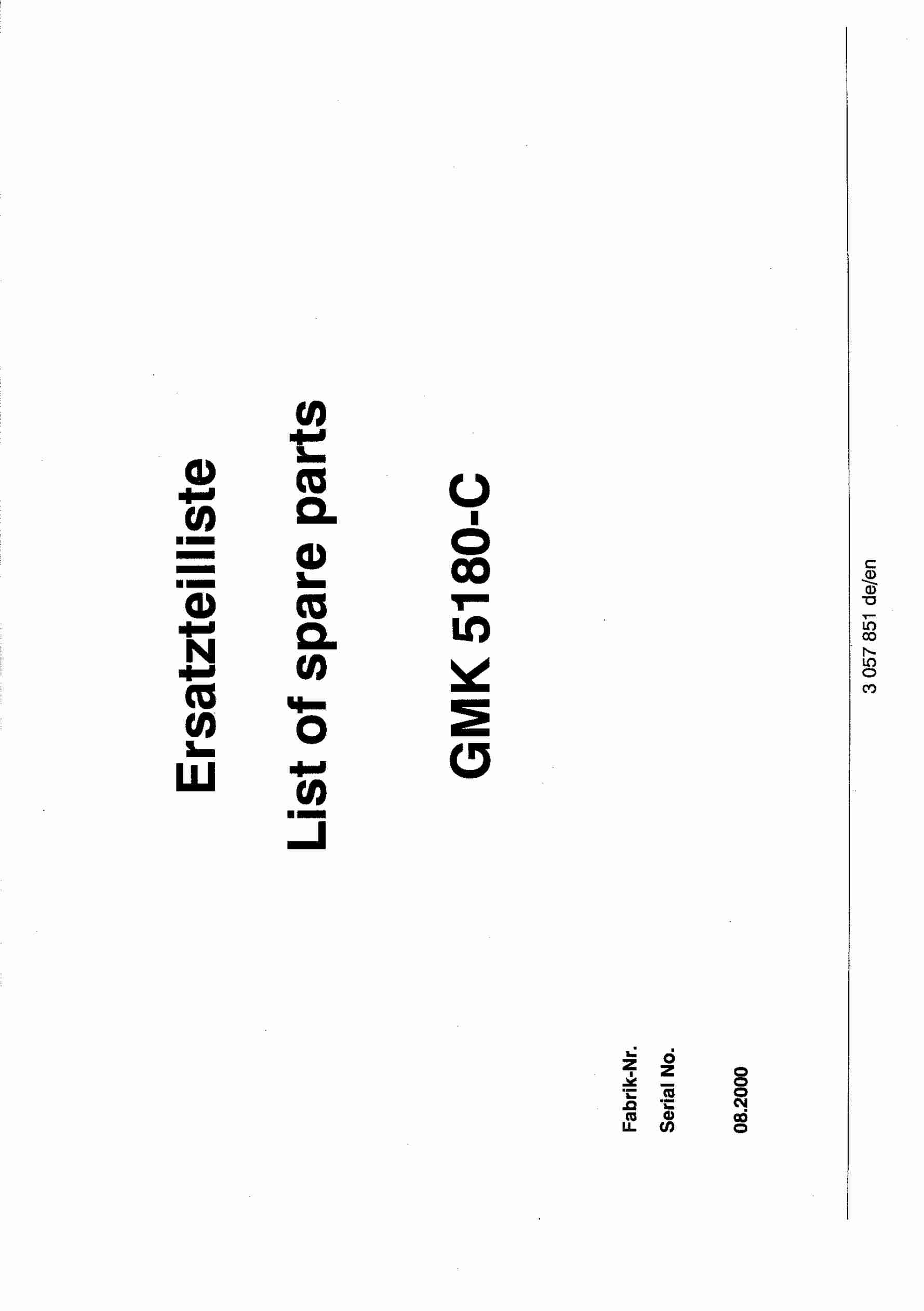 Grove GMK 5180-C Crane Spare Parts List 2000-08 EN DE