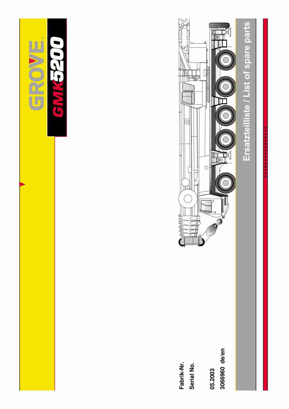 Grove GMK 5200 Crane Spare Parts List 2003-05 DE EN
