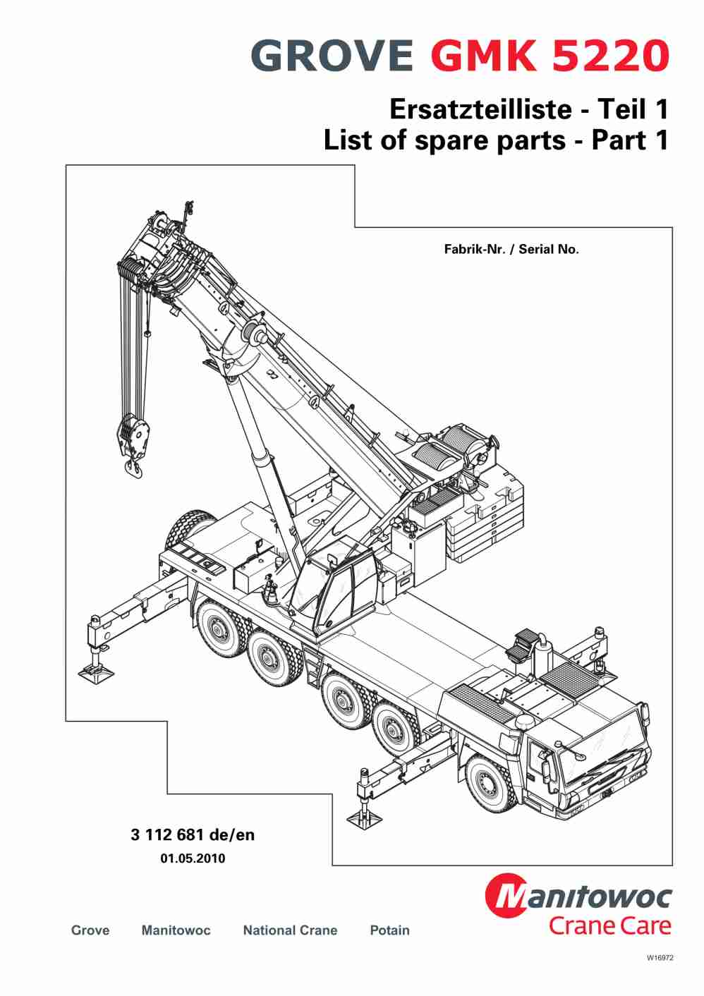 Grove GMK 5220 Crane Spare Parts List 2010 DE EN