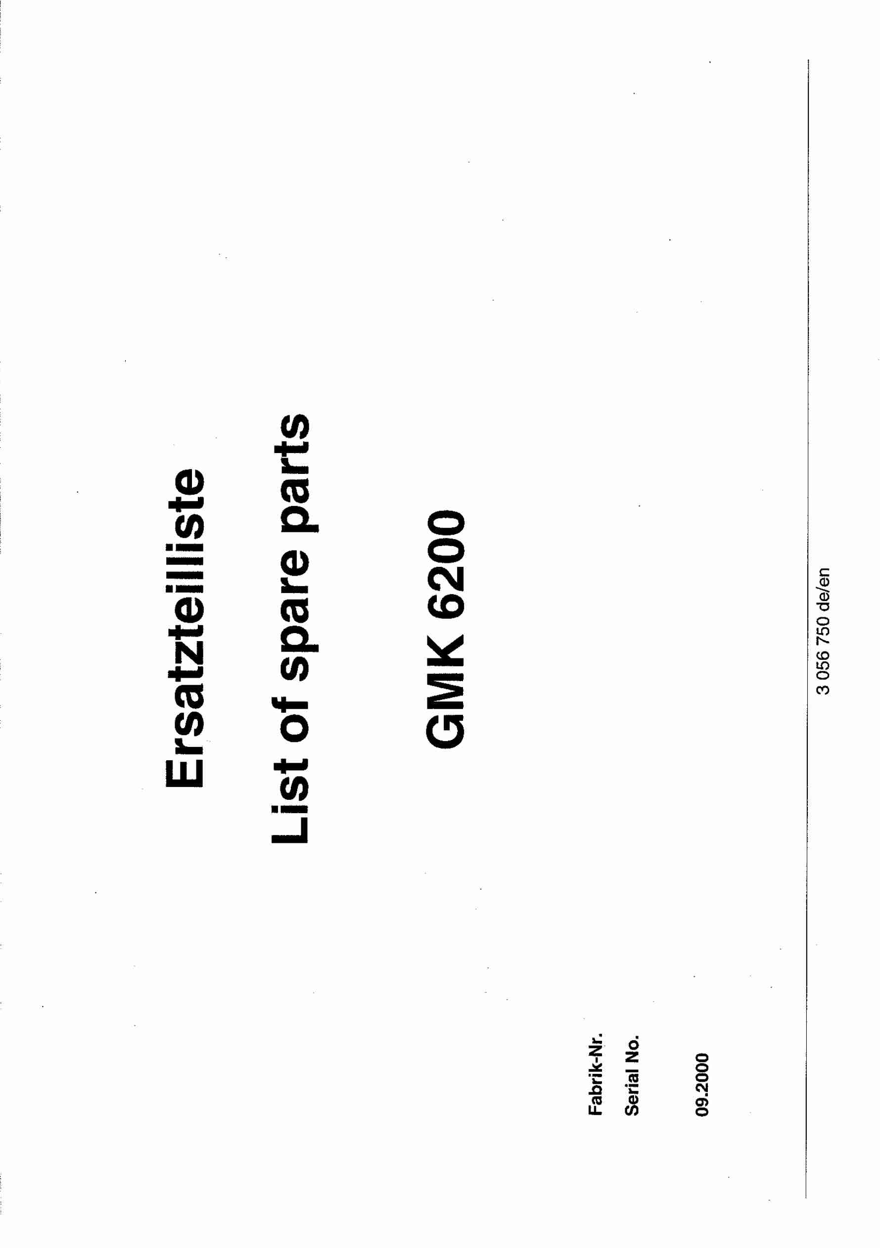 Grove GMK 6200 Crane Spare Parts List 2000-09 DE EN