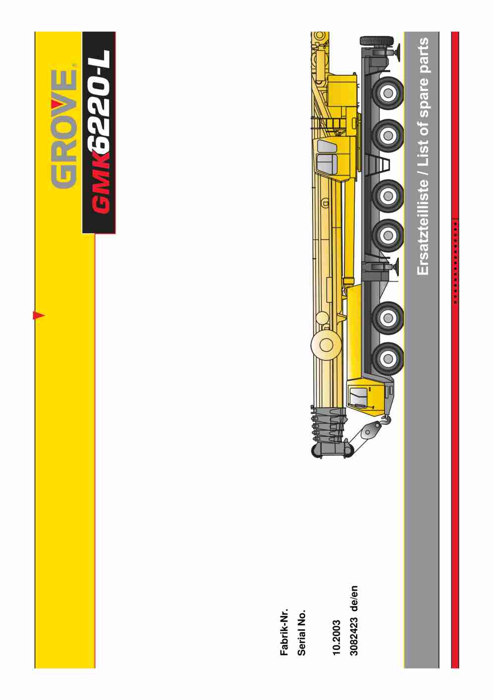 Grove GMK 6220-L Crane Spare Parts List 2003-10 DE EN