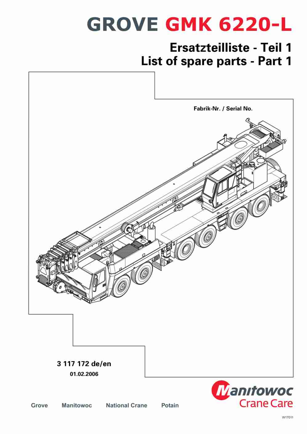 Grove GMK 6220-L Crane Spare Parts List 2006 DE EN