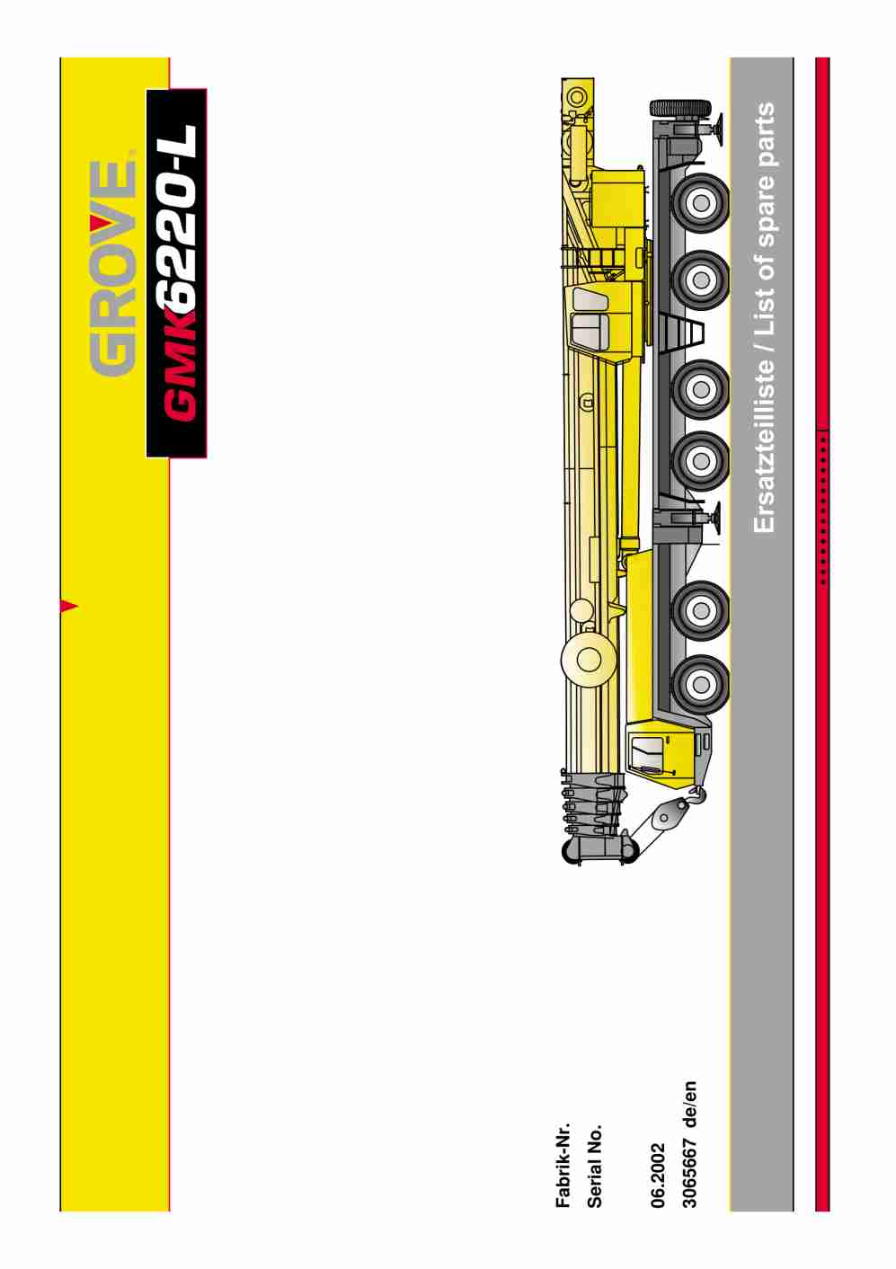 Grove GMK 6220-L Crane Spare Parts List 3065667 2002 EN DE