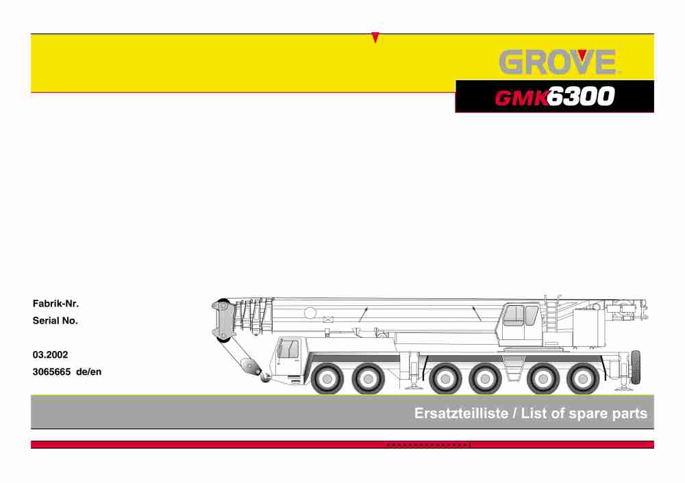 Grove GMK 6300 Crane Spare Parts List 2002 DE EN