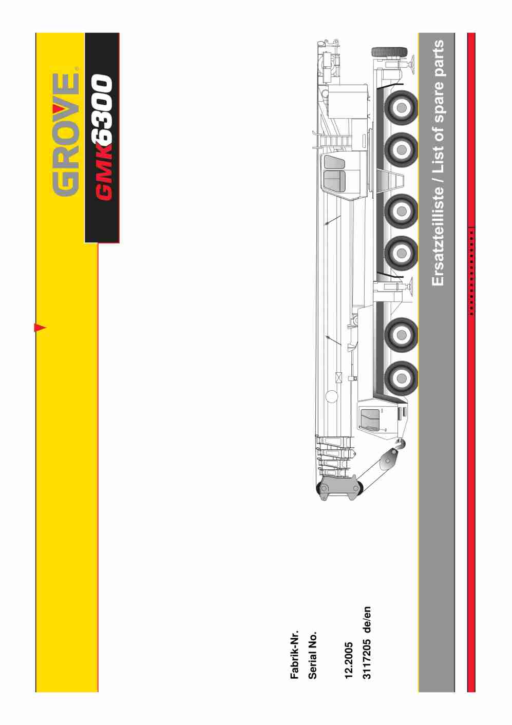 Grove GMK 6300 Crane Spare Parts List 2005-12 DE EN