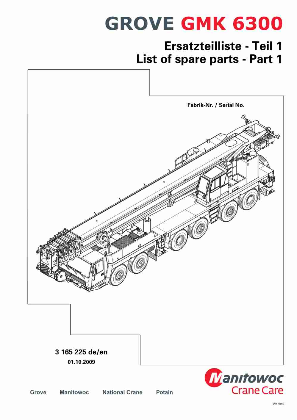 Grove GMK 6300 Crane Spare Parts List 2009 DE EN