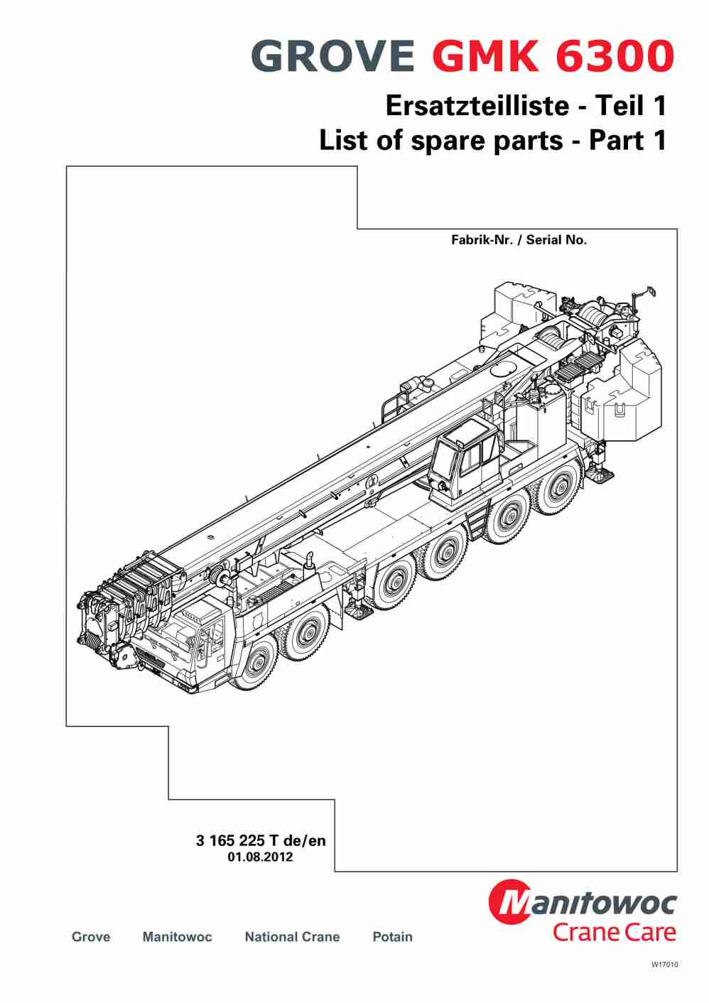 Grove GMK 6300 Crane Spare Parts List 2012 DE EN